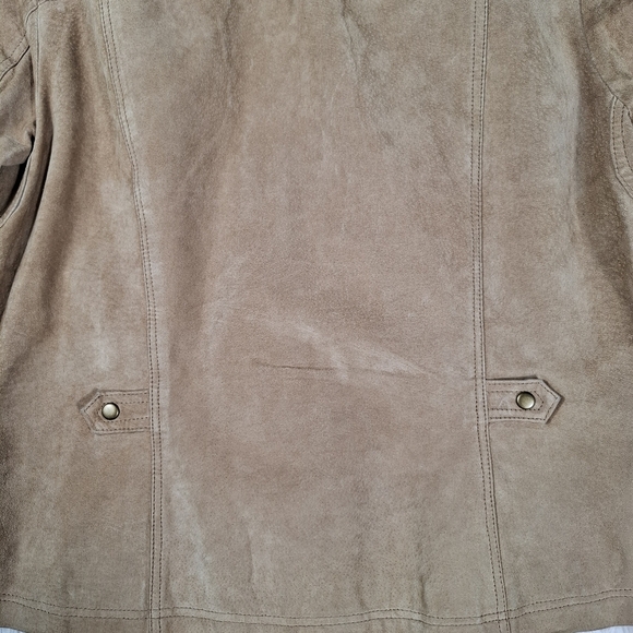 Coldwater Creek Women's Fawn Tan Suede Leather Jacket Snap-Front Lined Size XL - Picture 5 of 15